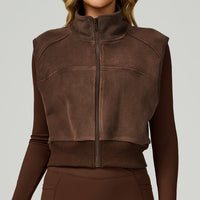 Cozy Winter Fleece Lined Vest Top - Coffee