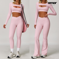 Cici Stylish Long Sleeve Legging Set - Pink