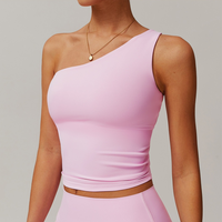 NANA Stylish Single Shoulder Crop Top - Pink