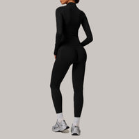 Sleek Seamless 3pcs Jacket Legging Set - Black