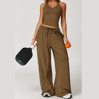 Aspasia Vest Top Flared Legging Set - Coffee