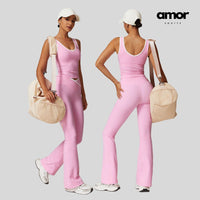 QUEENI Vest Top Legging Set - Pink