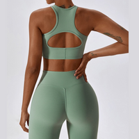 Комплект расклешенных леггинсов премиум-класса Strong Support - зеленый