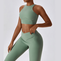 Комплект расклешенных леггинсов премиум-класса Strong Support - зеленый