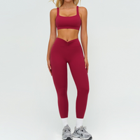SculptFit Sports Bra Scrunch Legging Set - Cherry