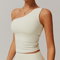 NANA Stylish Single Shoulder Crop Top - Beige