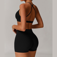 ELINA Comfy Sports Bra with Short Set - Black