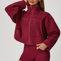 Winter Premium Coral Fleece Zip Jumper - Cherry