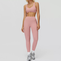 Butterfly-Back Sports Bra Legging Set - Pink