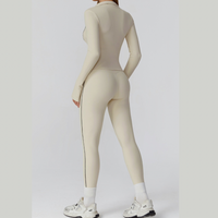 Sporty Chic 3pcs Jacket Legging Set - Beige