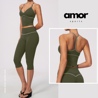 Andy Strappy Cropped Legging Set - Olive