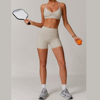 ELINA Comfy Sports Bra with Short Set - Beige