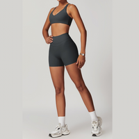 STELLA X-Back Crop Top Short Set - Dark Grey