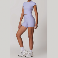 STELLA Short Sleeve Short Set - Lavender