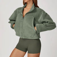 Winter Premium Coral Fleece Zip Jumper - Green