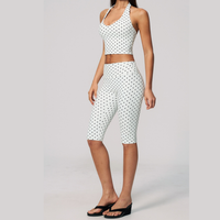 Polka Dot Elegant Cropped Legging Set - White