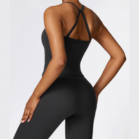 CHRISTIA Cross Back Vest Top Legging Set - Black