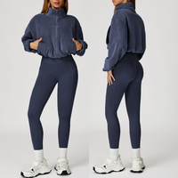 3pcs Coral Fleece Jumper Active Set - Navy