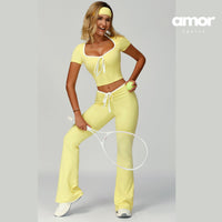 YOYO Flared Legging Set - Lemon