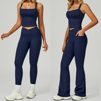 Completo leggings con gilet elegante Carly - Blu navy