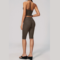 Polka Dot Elegant Cropped Legging Set - Brown