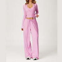 Aspasia Vest Top Flared Legging Set - Pink