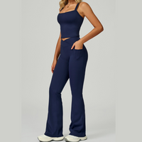 Completo leggings con gilet elegante Carly - Blu navy