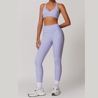 STELLA X-Back Crop Top Legging Set - Lavender