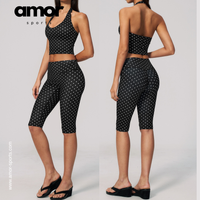 Polka Dot Elegant Cropped Legging Set - Black