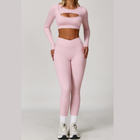 Cici Stylish Long Sleeve Legging Set - Pink
