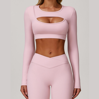Cici Stylish Long Sleeve Legging Set - Pink