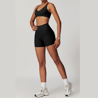 STELLA X-Back Crop Top Short Set - Black