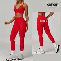 Sculpt & Slay Seamless Legging Set - Red