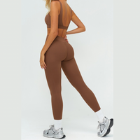 SculptFit Sports Bra Scrunch Legging Set - Brown