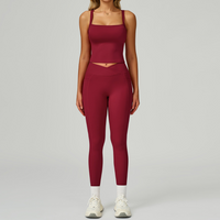 Carly Stylish Vest Top Legging Set - Burgundy