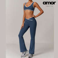 QUEENI Stylish Flared Legging Set - Blue