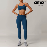 Sleek Sculpting Seamless Legging Set - Blue