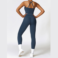 CHRISTIA Set leggings con scollo a V incrociato sulla schiena - Blu navy