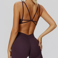 Butterfly-Back Sports Bra Legging Set - Purple
