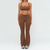 SculptFit Sports Bra Scrunch Legging Set - Brown