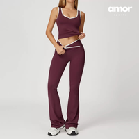 QUEENI Vest Top Legging Set - Burgundy