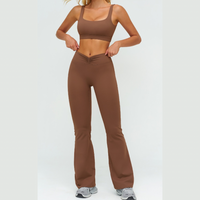 SculptFit Sports Bra Scrunch Legging Set - Brown