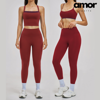 GRACE Stylish Sporty Legging Set - Merlot