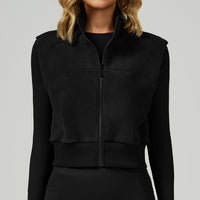 Cozy Winter Fleece Lined Vest Top - Black