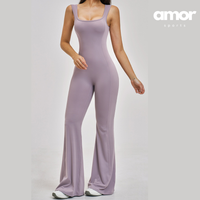 NINA Open Back Flare Jumpsuit - Dusty Grapes