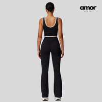 QUEENI Vest Top Legging Set - Black