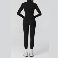 Sporty Chic 3pcs Jacket Legging Set - Black