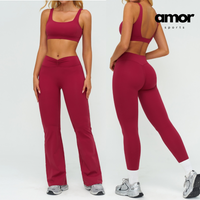 SculptFit Sports Bra Scrunch Legging Set - Cherry