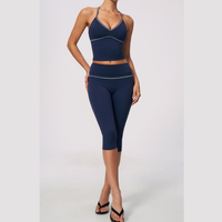 Andy Strappy Cropped Legging Set - Navy