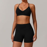 ELINA Comfy Sports Bra with Short Set - Black